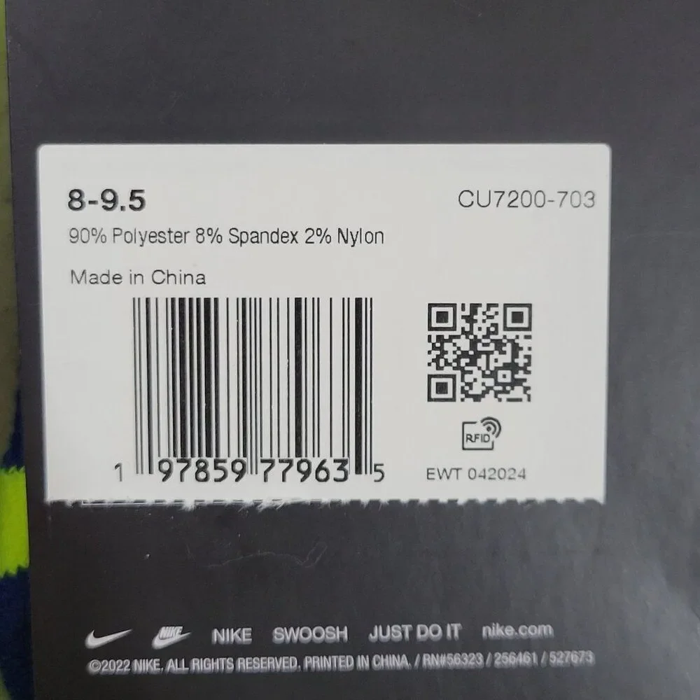 Nike Spark Cushioned Running Crew Socks Women 9.5-11 Men 8-9.5 Reflective 2 Pair